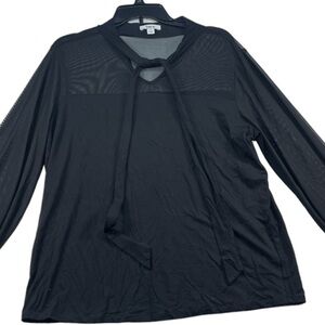 Bar lll Plus Black Sheer Sleeve Blouse